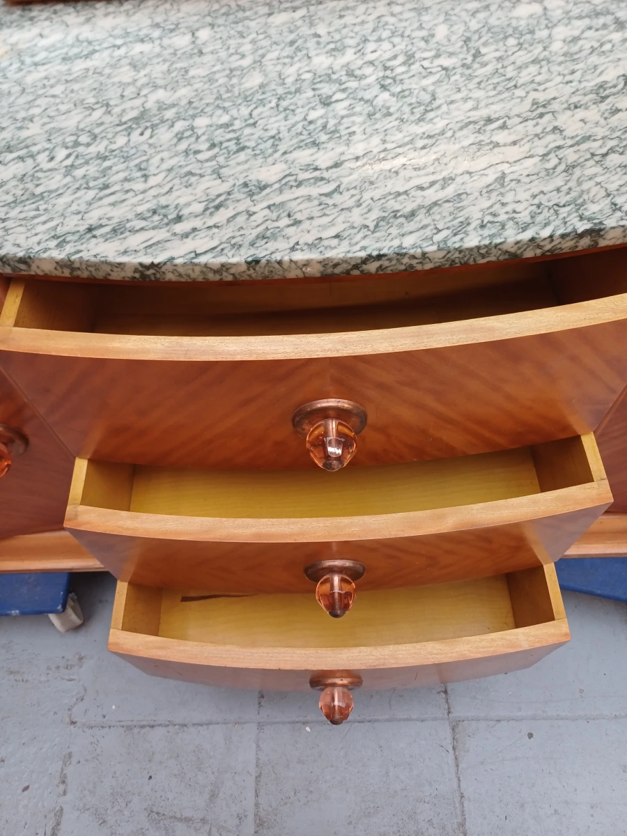 Authentiek Art Deco Dressoir / Kaptafel met Marmeren Blad en Spiegel – Jaren 30/40 - foto 4