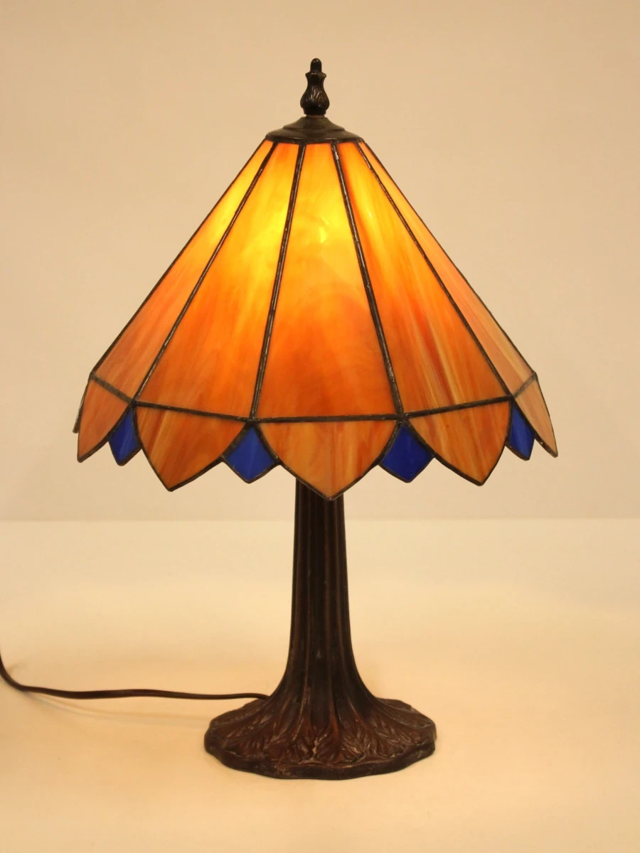 Tiffany - stijl tafellamp glazen kap - beige/blauw - foto 5