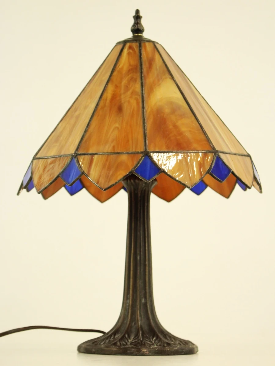 Tiffany - stijl tafellamp glazen kap - beige/blauw - foto 4