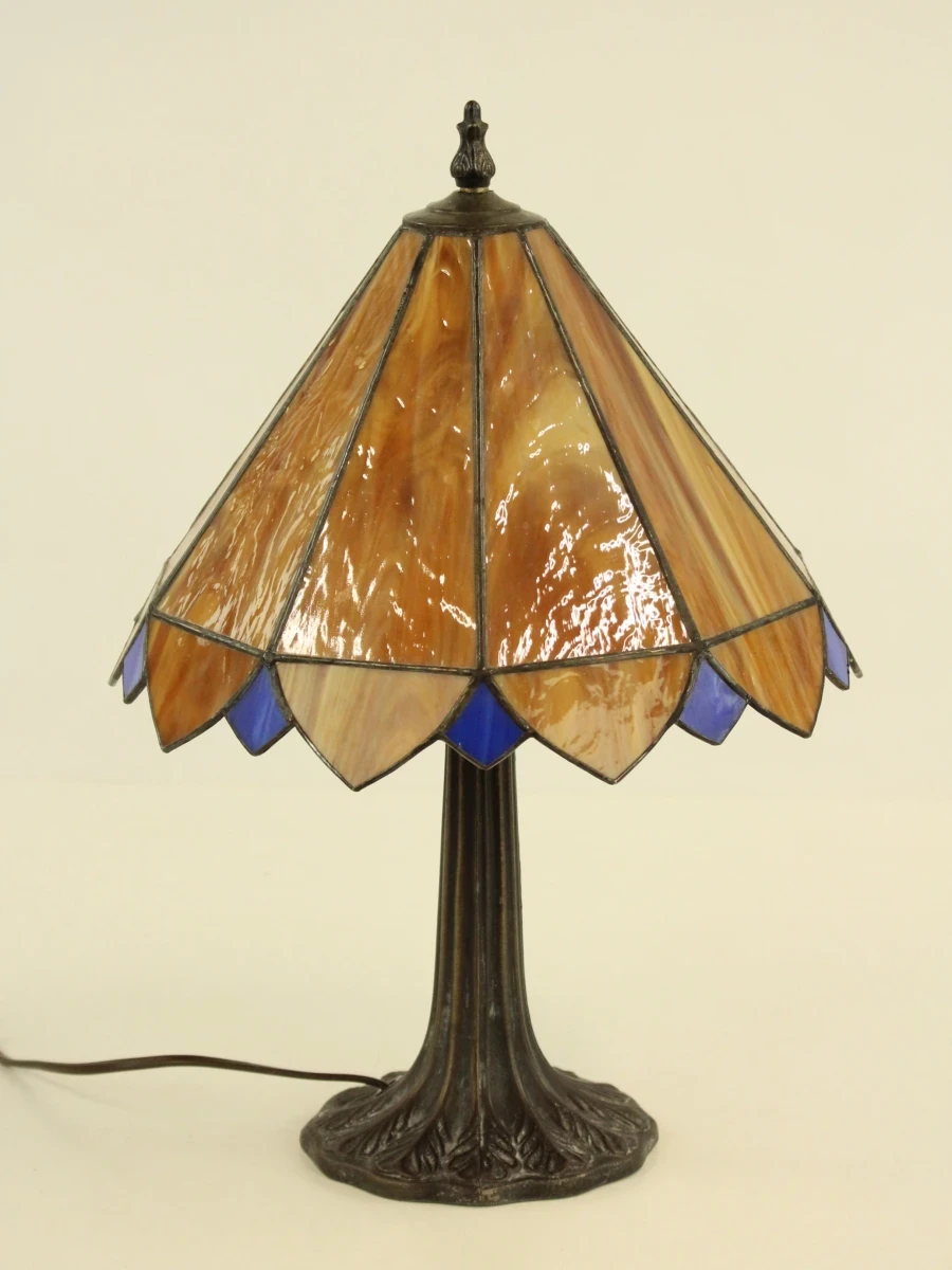 Tiffany - stijl tafellamp glazen kap - beige/blauw - foto 3