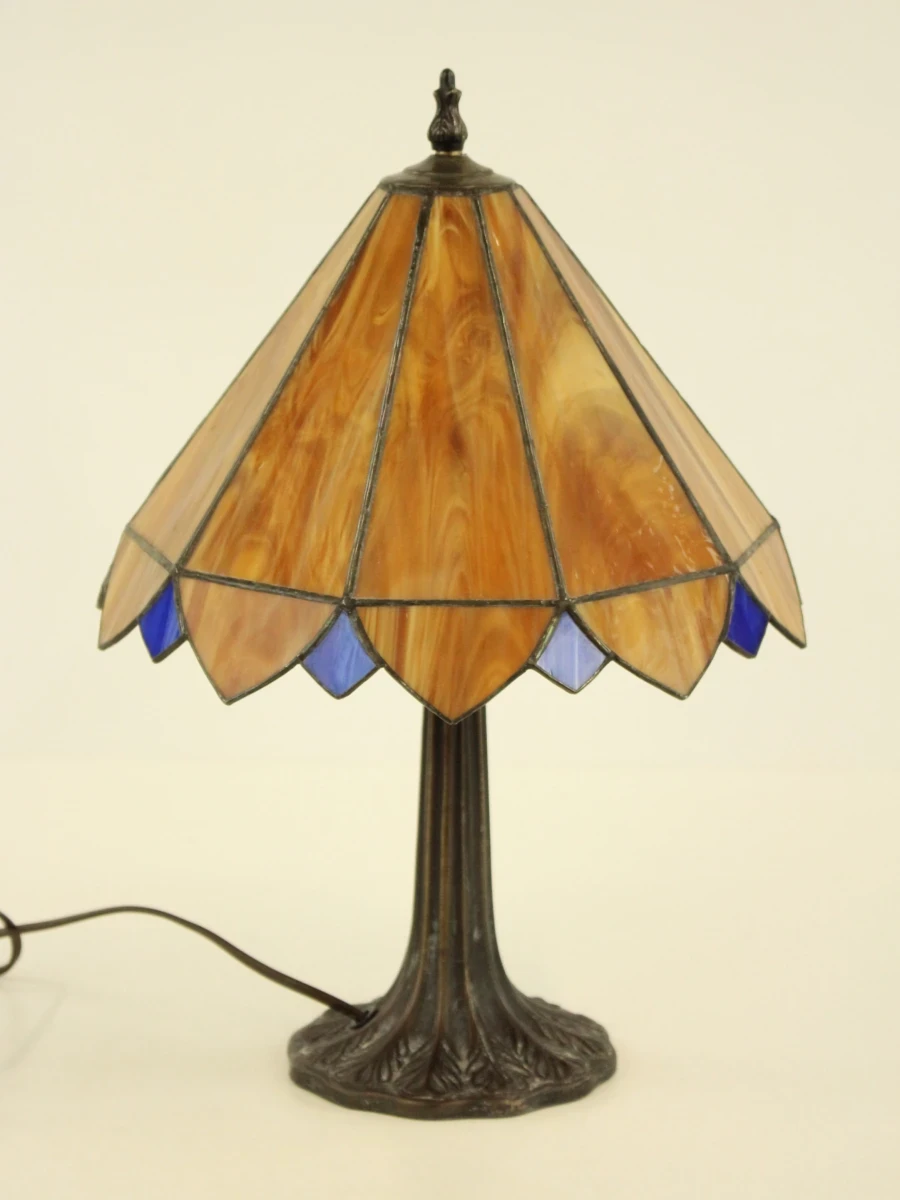 Tiffany - stijl tafellamp glazen kap - beige/blauw - foto 2
