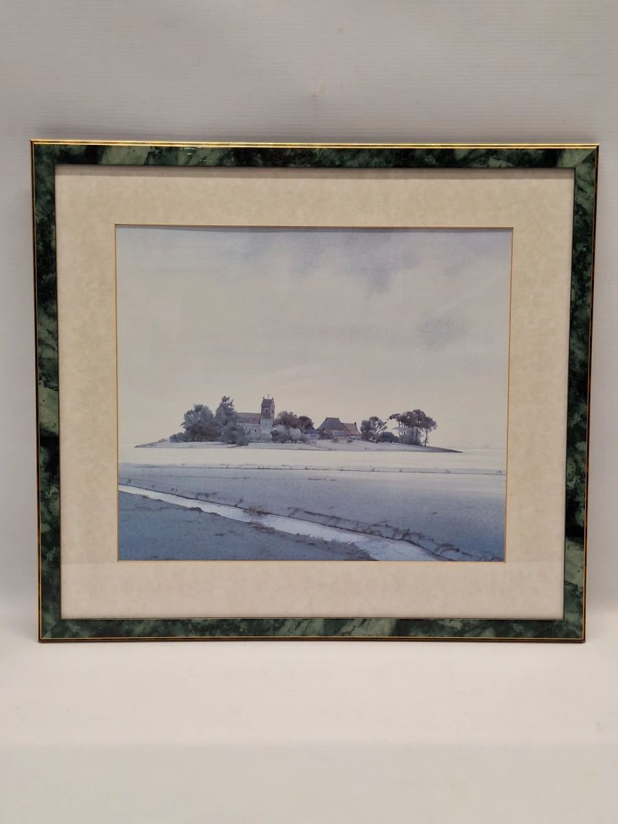 Set van 3 ingelijste landschapsprints / reproducties door Gerrit Neven - nederlandse kust-, duin- en stadsgezichten - foto 11