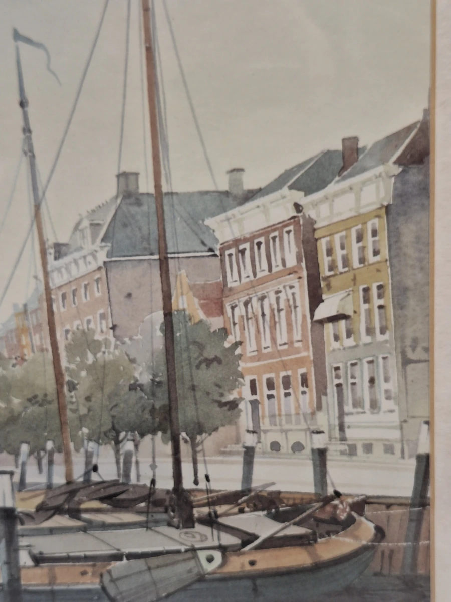 Set van 3 ingelijste landschapsprints / reproducties door Gerrit Neven - nederlandse kust-, duin- en stadsgezichten - foto 7