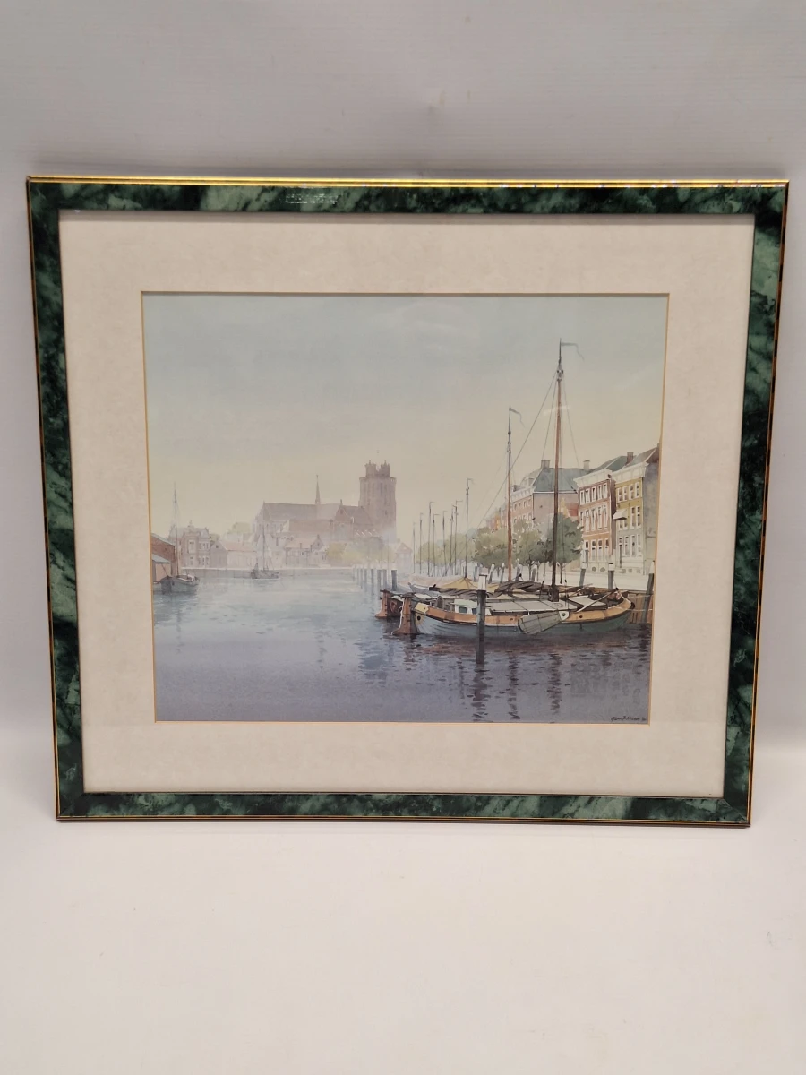 Set van 3 ingelijste landschapsprints / reproducties door Gerrit Neven - nederlandse kust-, duin- en stadsgezichten - foto 3