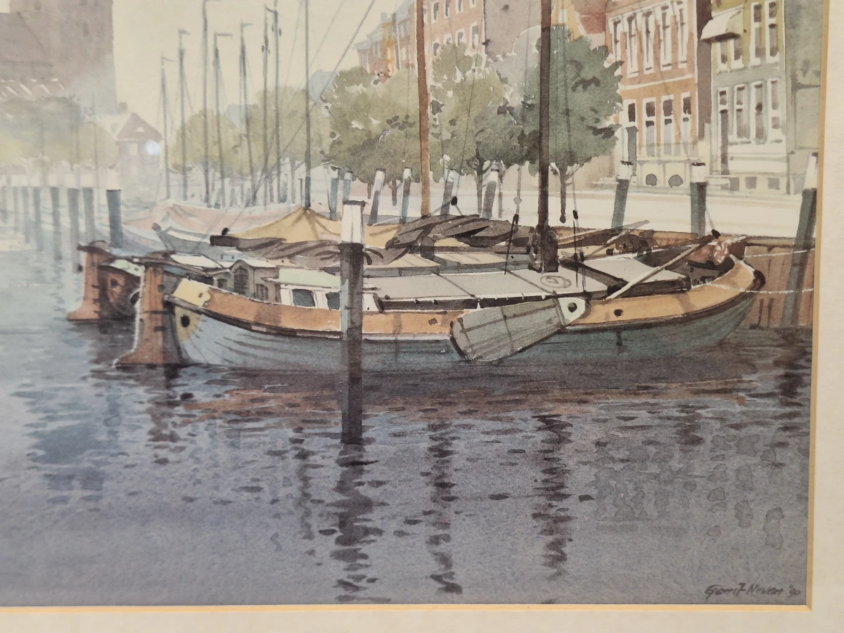 Set van 3 ingelijste landschapsprints / reproducties door Gerrit Neven - nederlandse kust-, duin- en stadsgezichten - foto 5