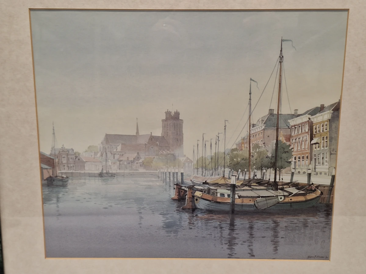 Set van 3 ingelijste landschapsprints / reproducties door Gerrit Neven - nederlandse kust-, duin- en stadsgezichten - foto 4