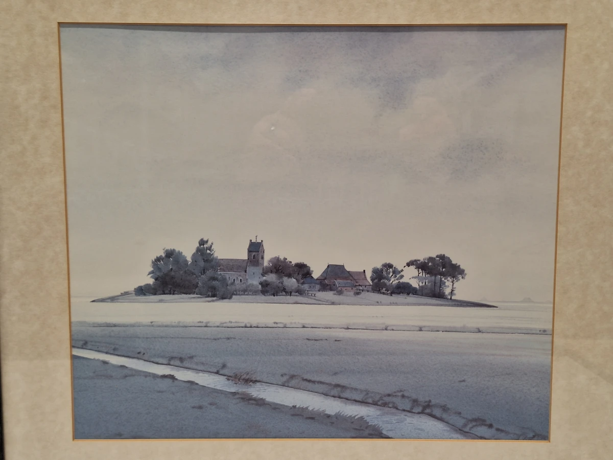 Set van 3 ingelijste landschapsprints / reproducties door Gerrit Neven - nederlandse kust-, duin- en stadsgezichten - foto 12