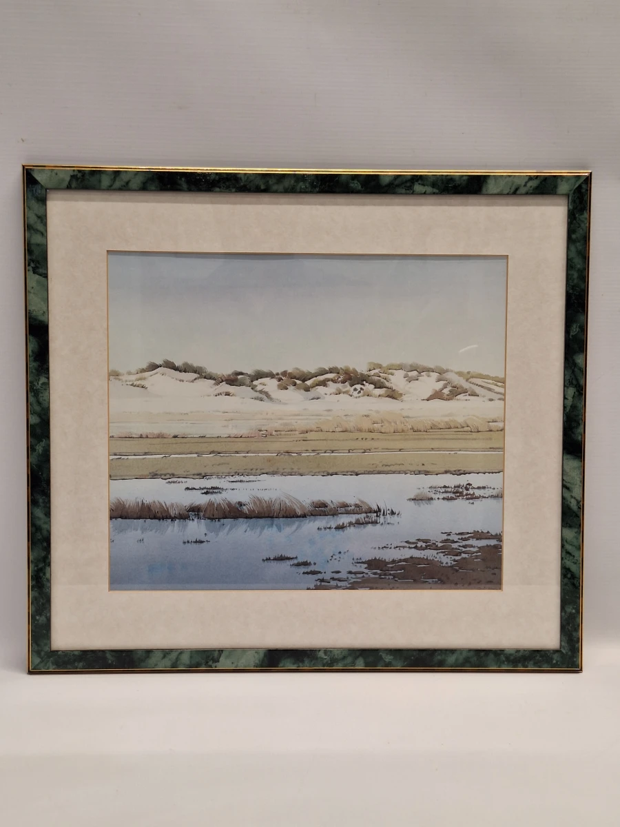 Set van 3 ingelijste landschapsprints / reproducties door Gerrit Neven - nederlandse kust-, duin- en stadsgezichten - foto 19