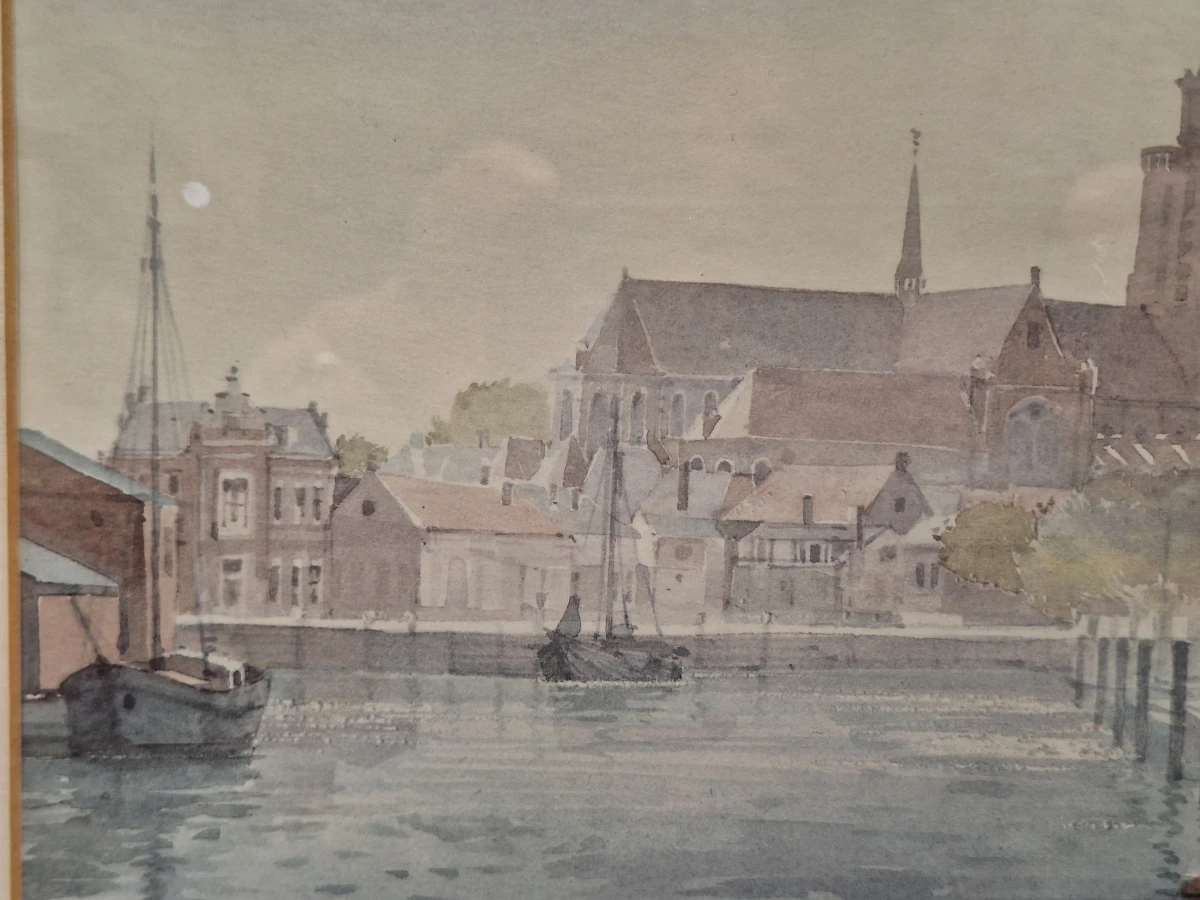 Set van 3 ingelijste landschapsprints / reproducties door Gerrit Neven - nederlandse kust-, duin- en stadsgezichten - foto 8