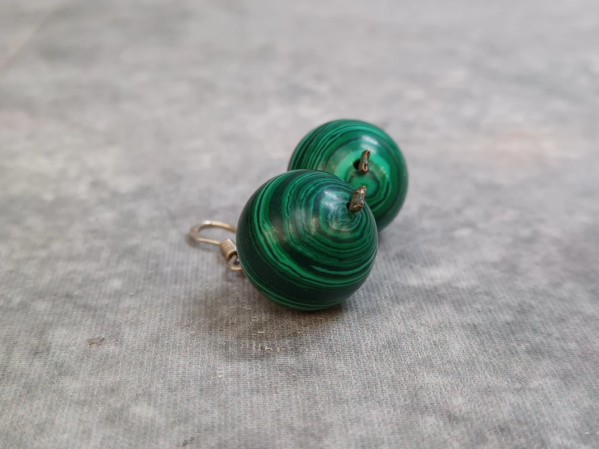 Exclusieve Malachiet sieradenset - Ketting en oorbellen in zilver - 925 - foto 9