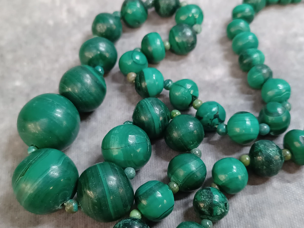 Exclusieve Malachiet sieradenset - Ketting en oorbellen in zilver - 925 - foto 4