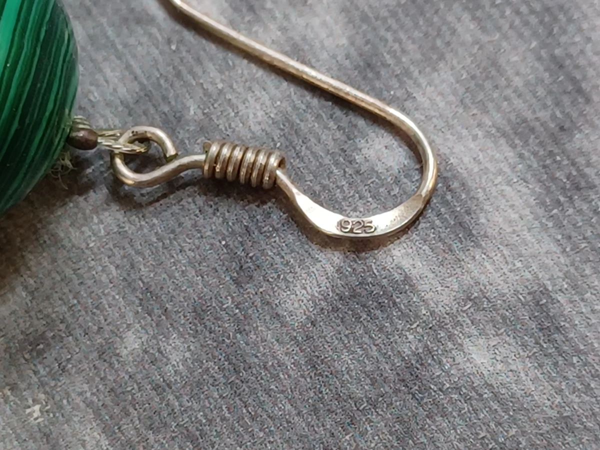 Exclusieve Malachiet sieradenset - Ketting en oorbellen in zilver - 925 - foto 11