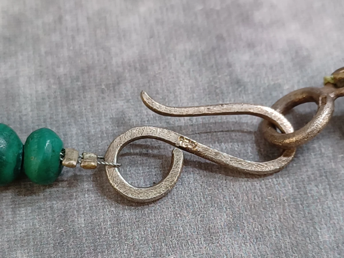 Exclusieve Malachiet sieradenset - Ketting en oorbellen in zilver - 925 - foto 6