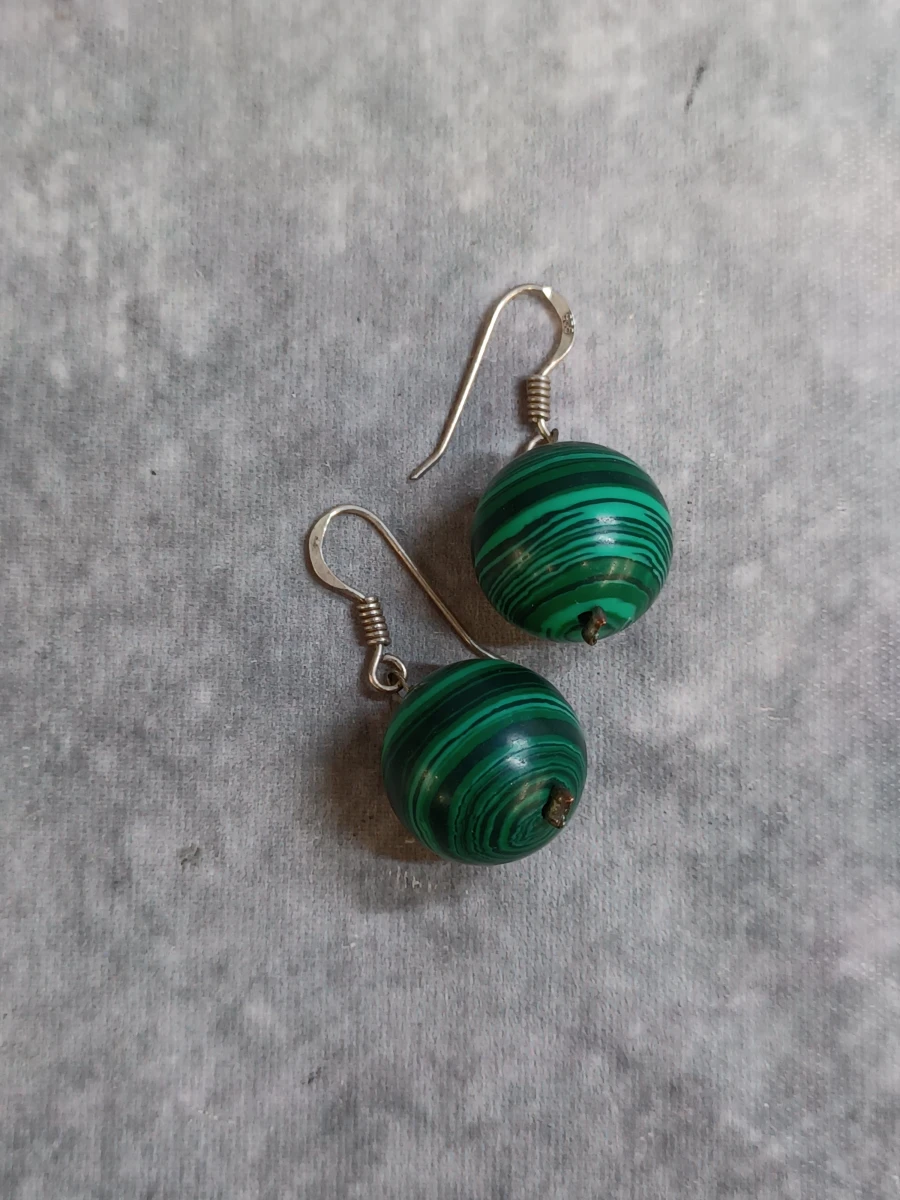 Exclusieve Malachiet sieradenset - Ketting en oorbellen in zilver - 925 - foto 8