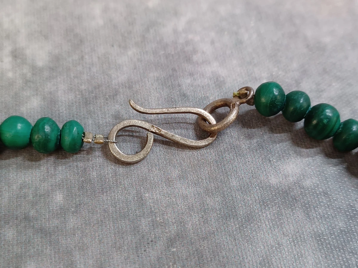 Exclusieve Malachiet sieradenset - Ketting en oorbellen in zilver - 925 - foto 5
