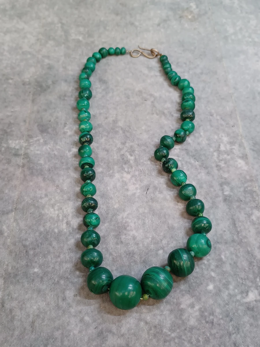 Exclusieve Malachiet sieradenset - Ketting en oorbellen in zilver - 925 - foto 2