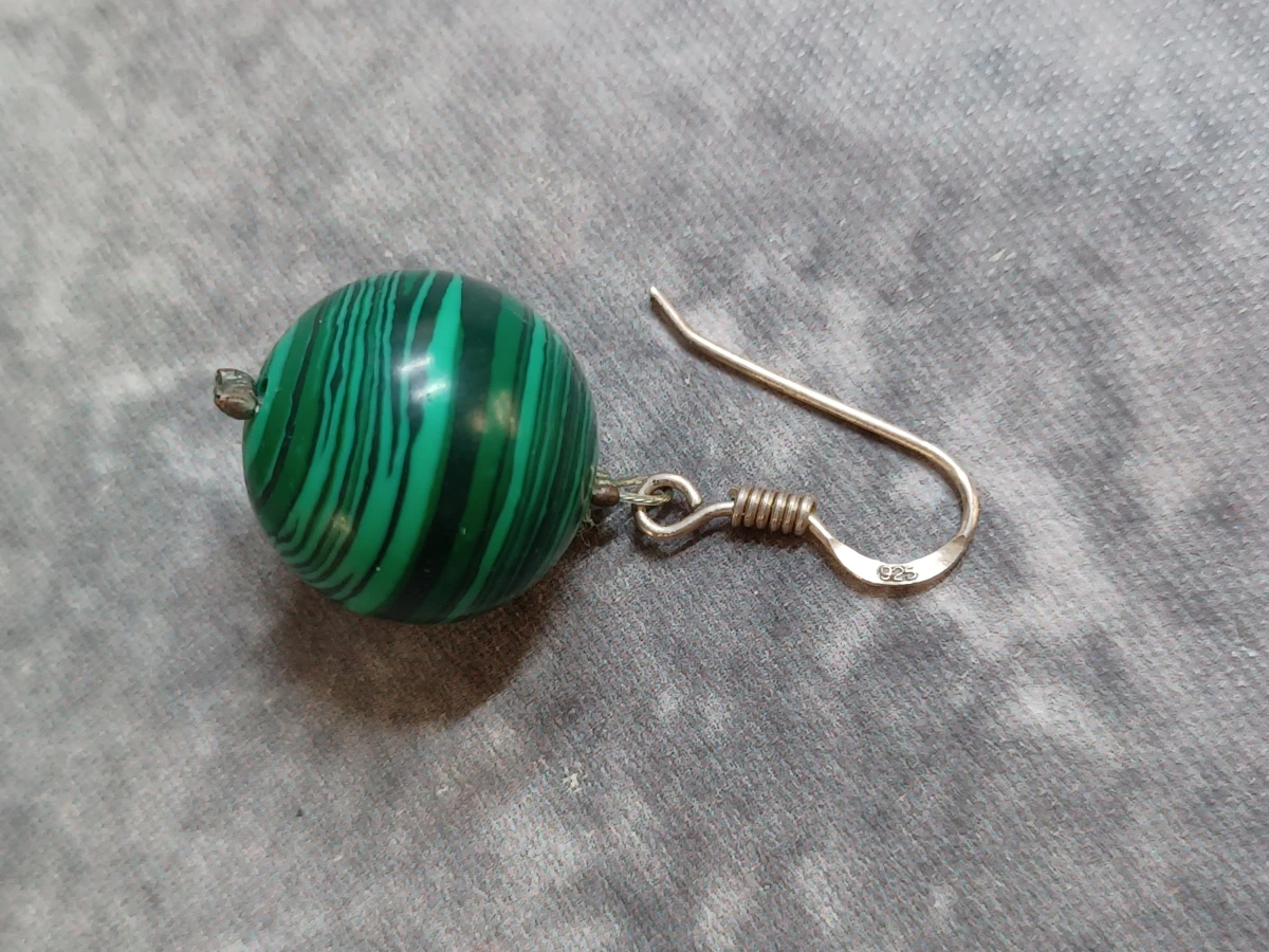 Exclusieve Malachiet sieradenset - Ketting en oorbellen in zilver - 925 - foto 10