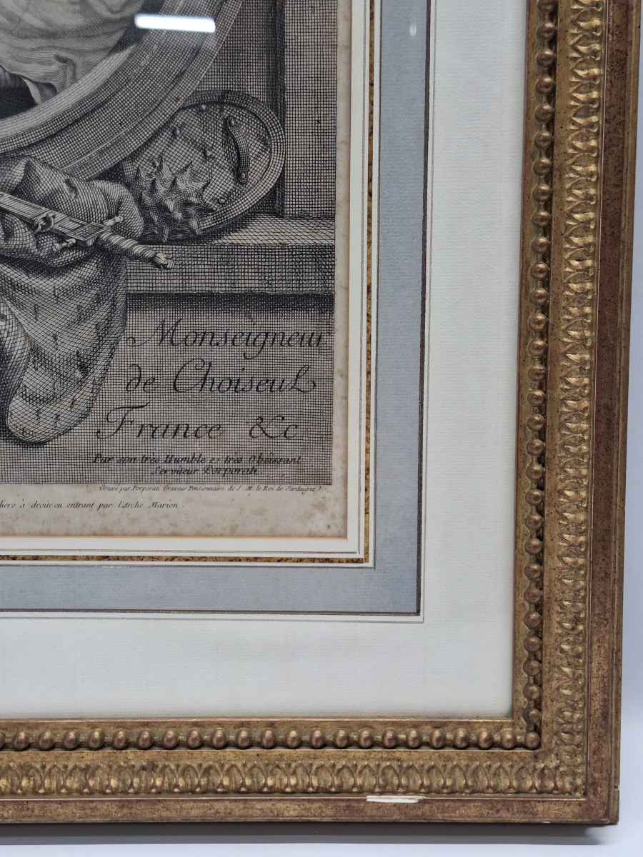 Antieke Gravure na Jean-Baptiste Greuze door Carlo Antonio Porporati - "Dédié à Le Duc de Choiseul" (kind met hondje) - foto 9