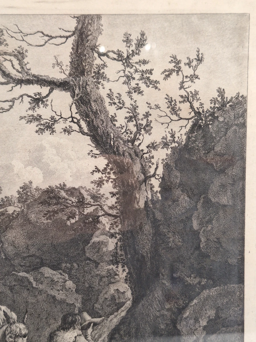 Antieke gravure naar Adriaen van de Velde door François Basan - "Le retour des champs" (Het terugkeren van de velden) - foto 5