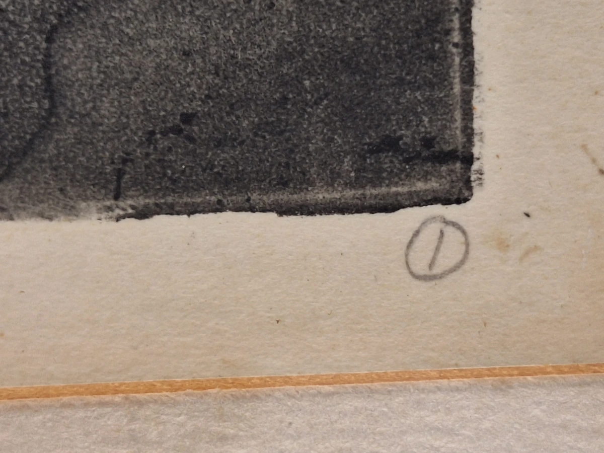 Authentieke Indische/Aziatische ets / grafiek  - "klassiek figuratief tafereel" - A. Dutta (1974) - foto 9