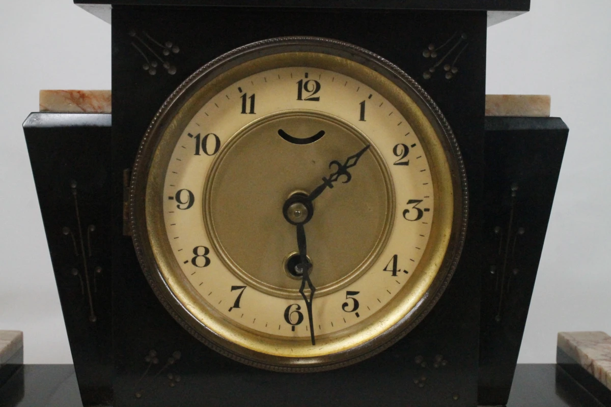 Antieke driedelige Art Deco schouwgarnituur - foto 4