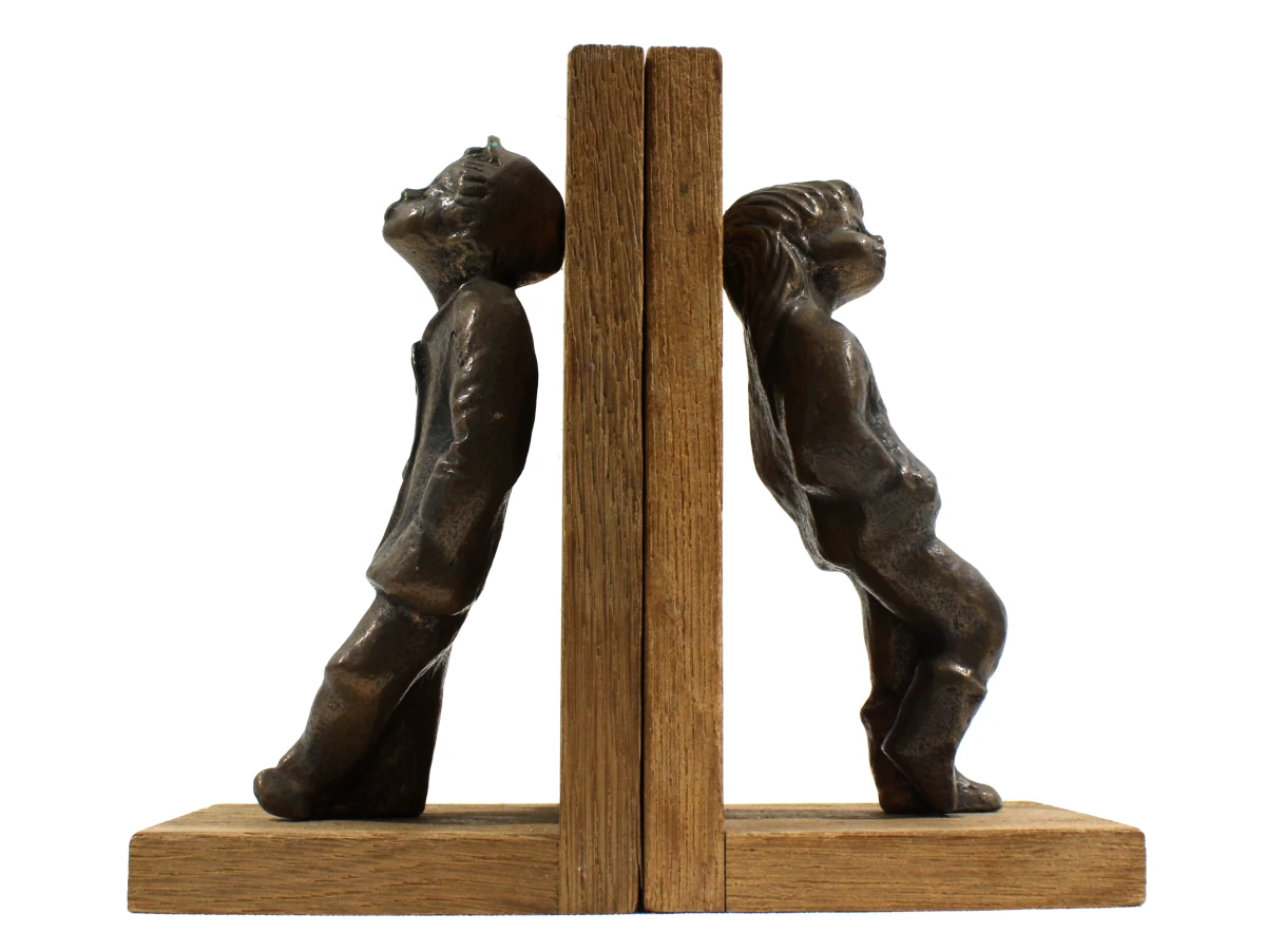 Artisanaal Bronzen Boekenhouders | Jongen & Meisje - foto 2
