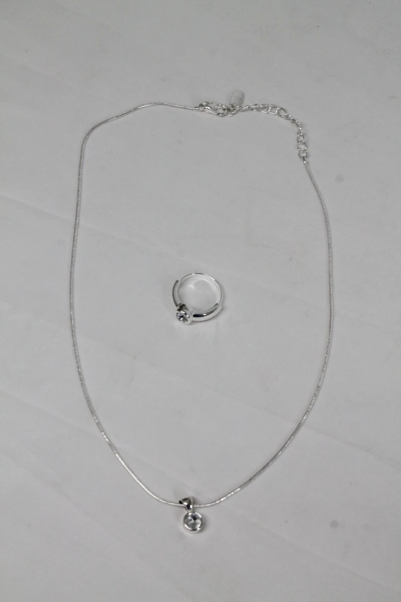 Zilverkleurige juwelenset (Ring en halsketting) - foto 5