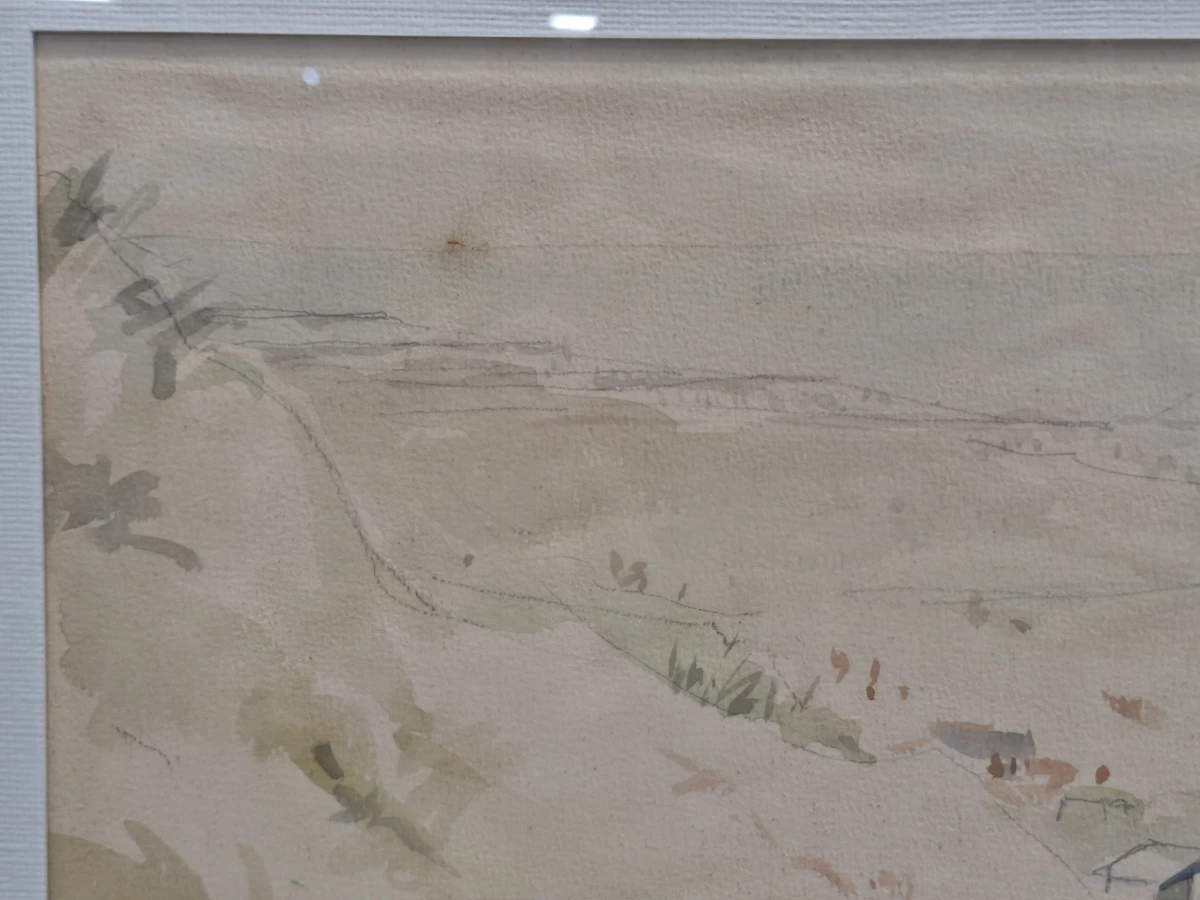Set van 4 antieke/vintage aquarellen - kust, duinen en bos - gesigneerd Th. Tavernier (1962-1964) - foto 27