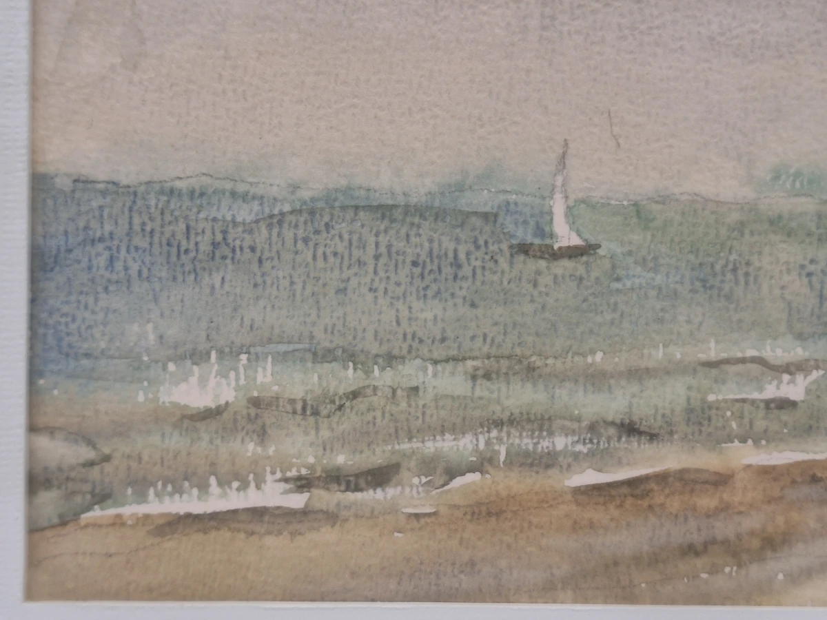 Set van 4 antieke/vintage aquarellen - kust, duinen en bos - gesigneerd Th. Tavernier (1962-1964) - foto 37