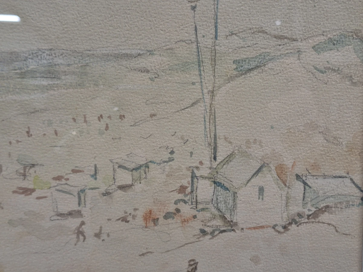 Set van 4 antieke/vintage aquarellen - kust, duinen en bos - gesigneerd Th. Tavernier (1962-1964) - foto 7