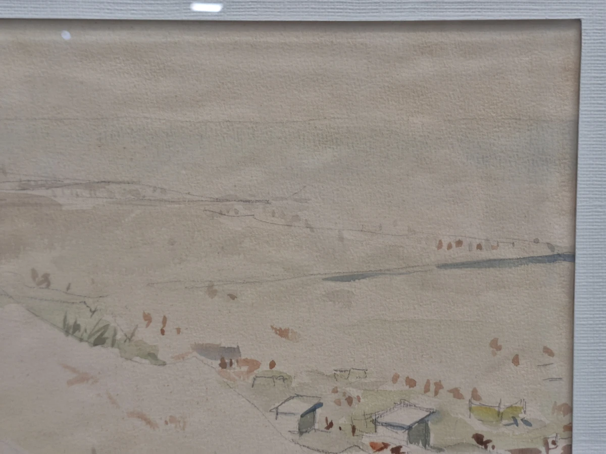 Set van 4 antieke/vintage aquarellen - kust, duinen en bos - gesigneerd Th. Tavernier (1962-1964) - foto 26