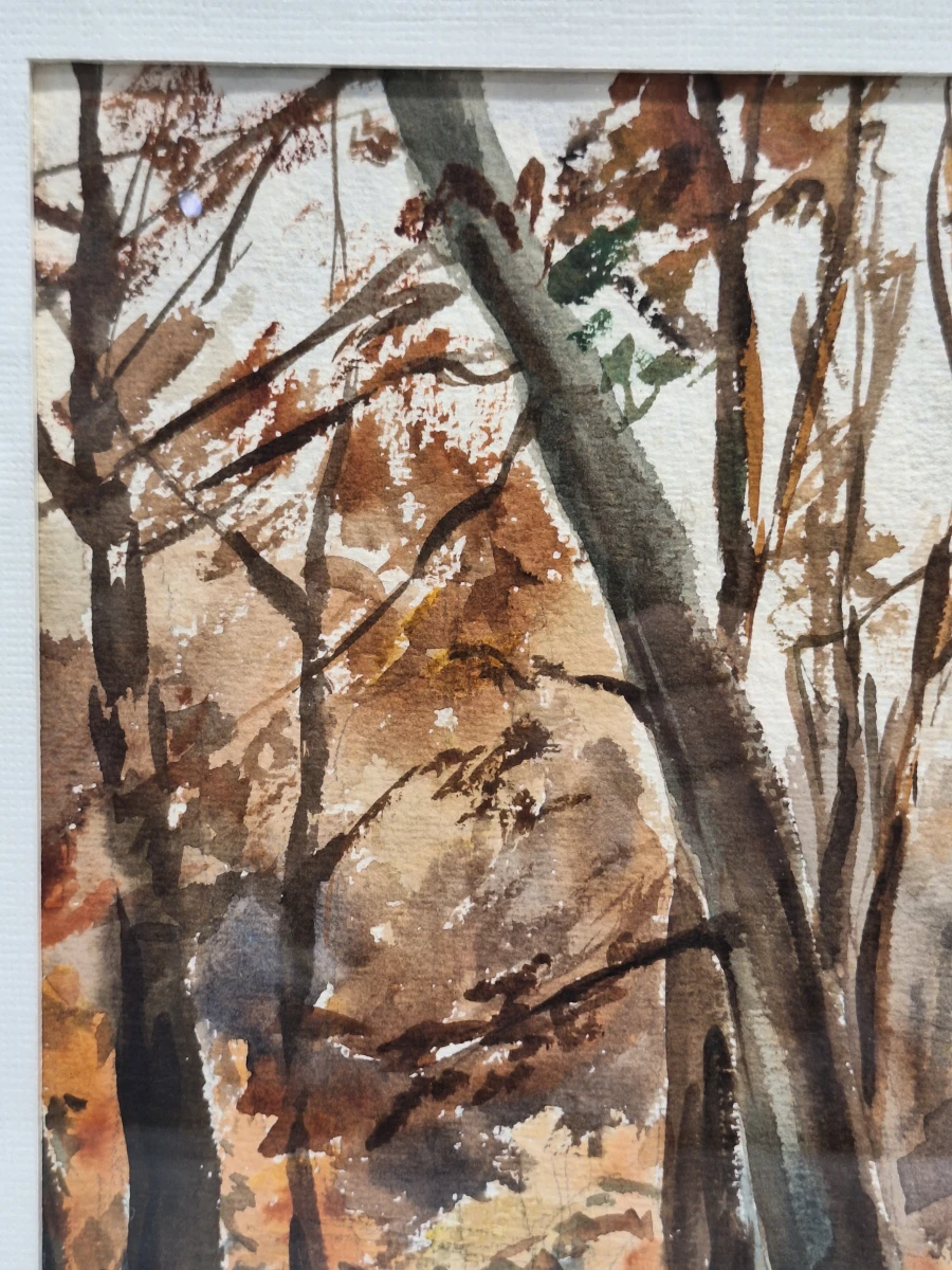 Set van 4 antieke/vintage aquarellen - kust, duinen en bos - gesigneerd Th. Tavernier (1962-1964) - foto 18