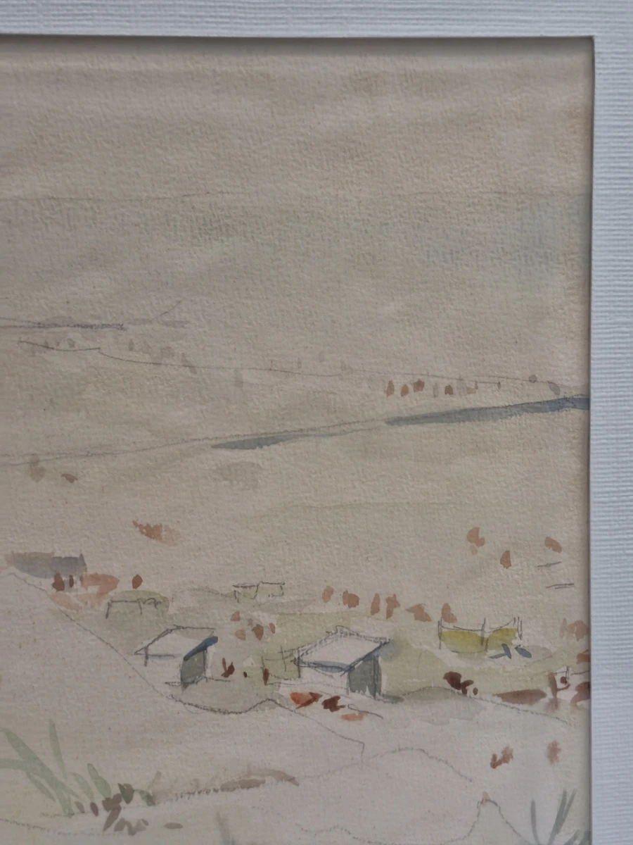 Set van 4 antieke/vintage aquarellen - kust, duinen en bos - gesigneerd Th. Tavernier (1962-1964) - foto 32