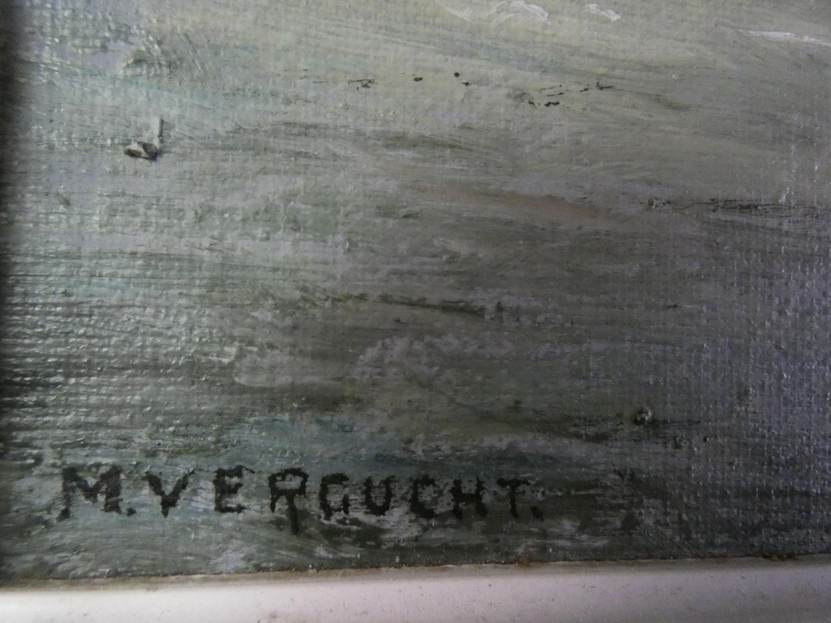 Sfeervol Maritiem Havengezicht – M. Vergucht (Olieverf op Doek) - foto 10