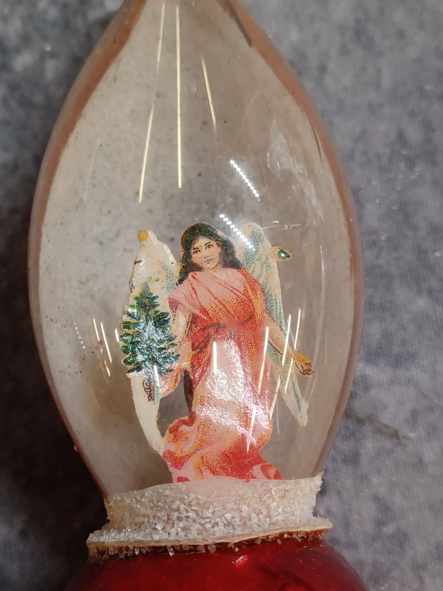 Vintage glazen kersthanger met engel - foto 2