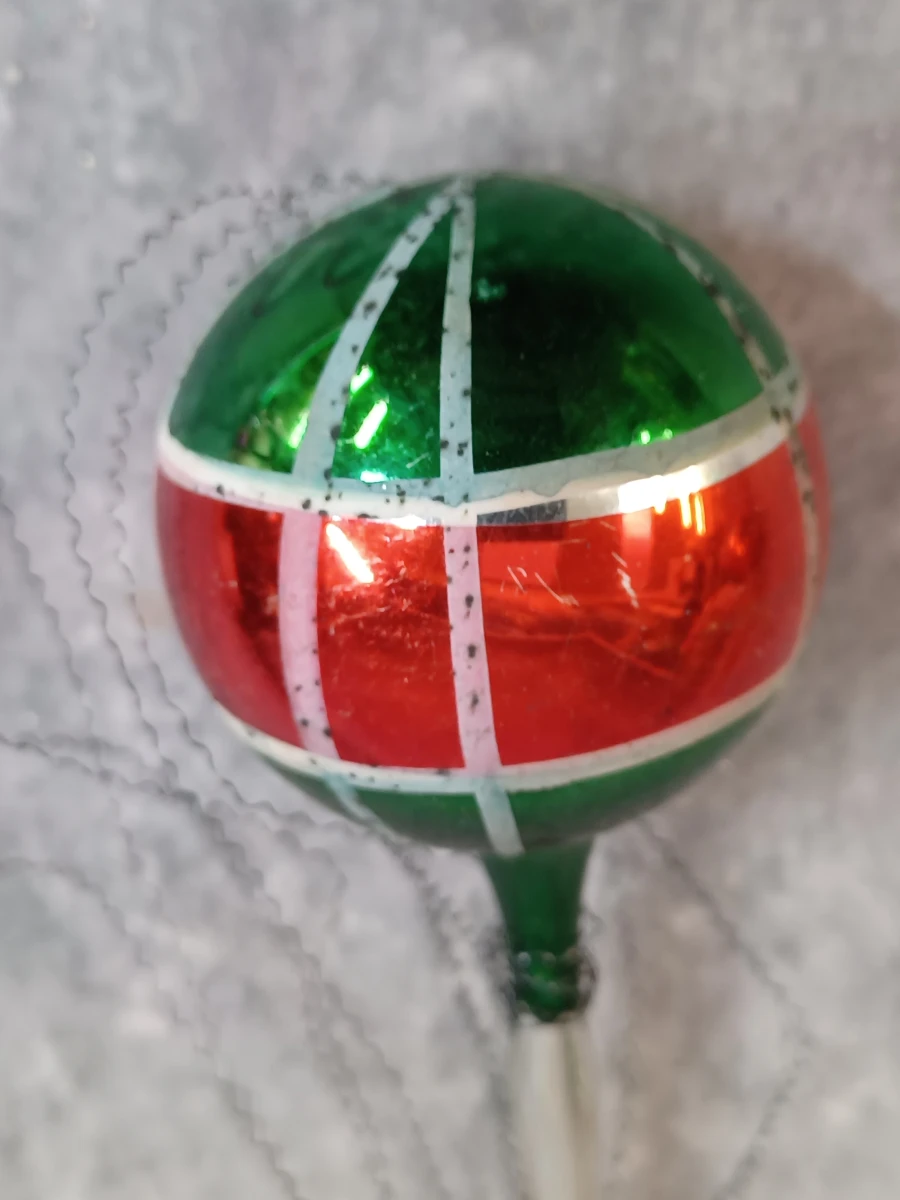 Set van twee vintage glazen luchtballon kerstornamenten - foto 3