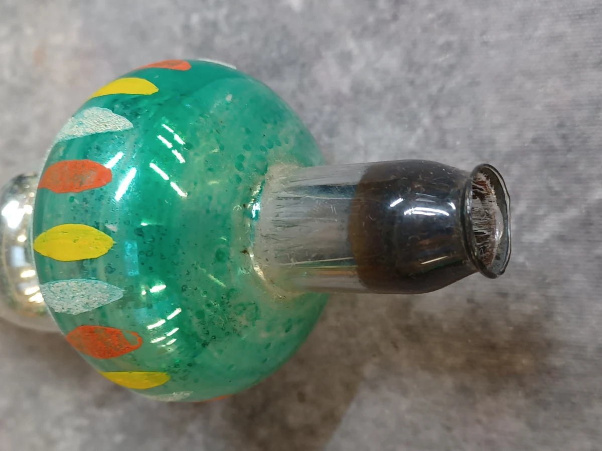 Unieke vintage kerstversiering set - 7 Glazen kerstballen en piek - foto 12