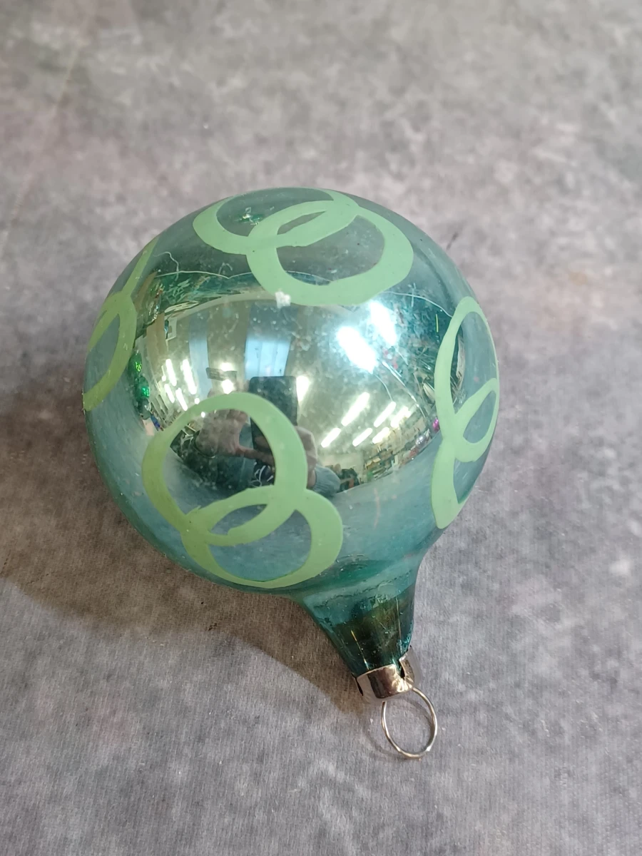 Unieke vintage kerstversiering set - 7 Glazen kerstballen en piek - foto 9