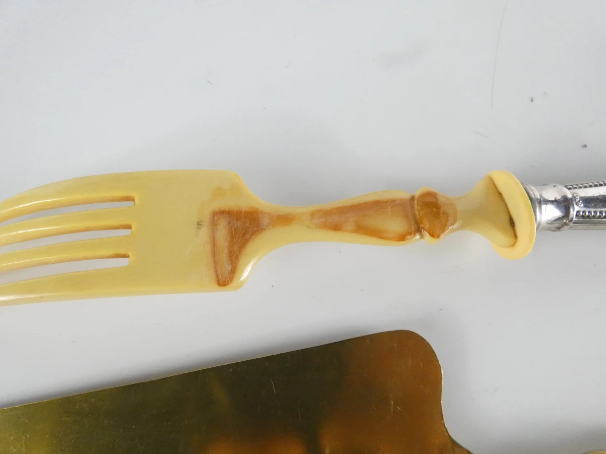 Vis- en Hors-d’oeuvre Cassette met Zilveren en Vergulde Elementen - foto 9