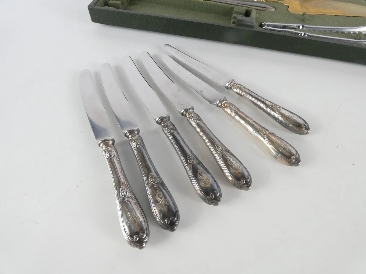 Vis- en Hors-d’oeuvre Cassette met Zilveren en Vergulde Elementen - foto 11