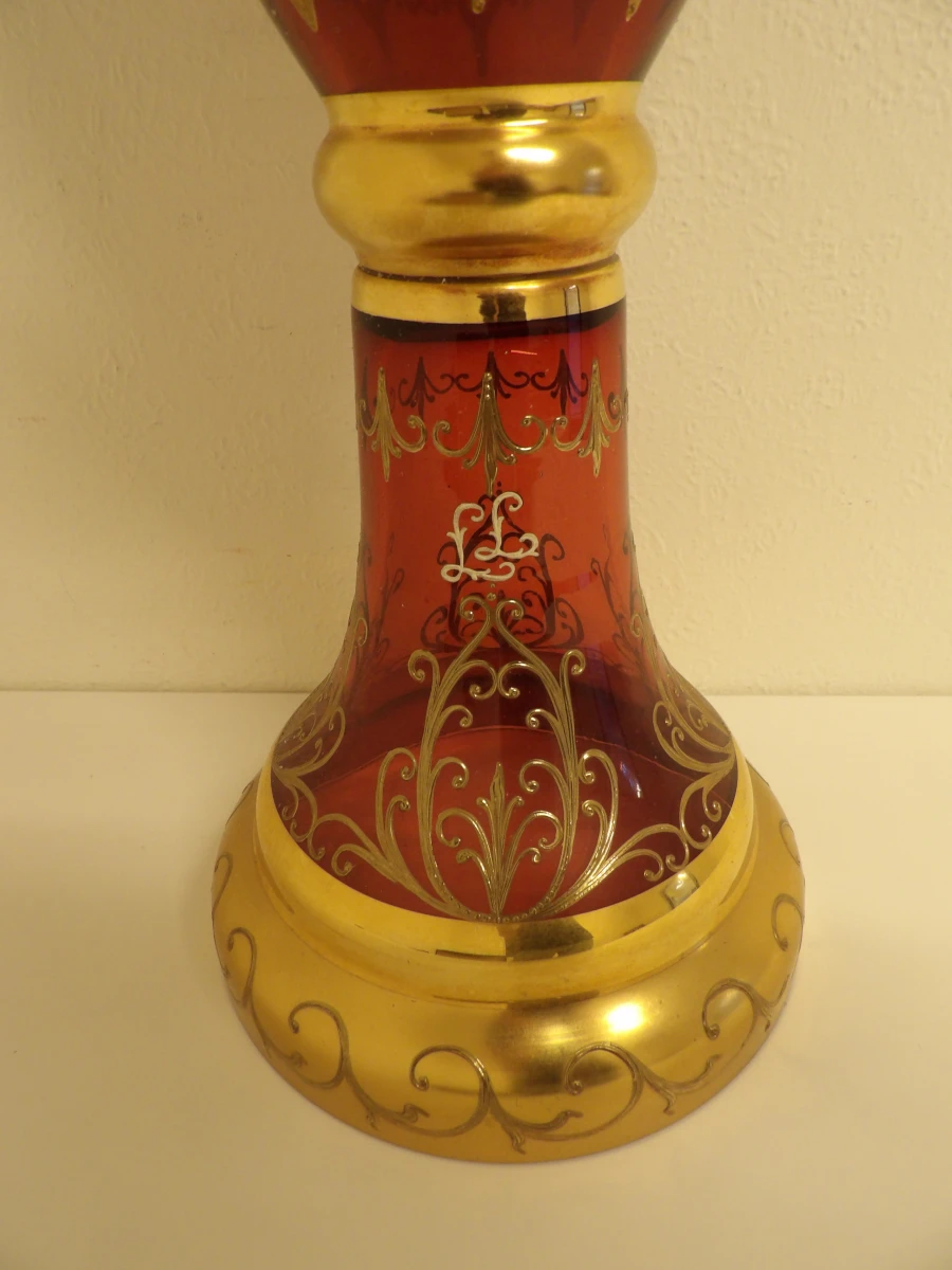 Boheems glazen (kristal?) vaas - foto 5