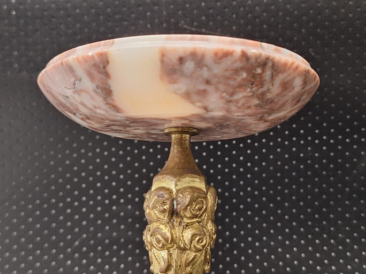 Paar Franse Art-Deco cassolettes in marbre griotte en messing - foto 4