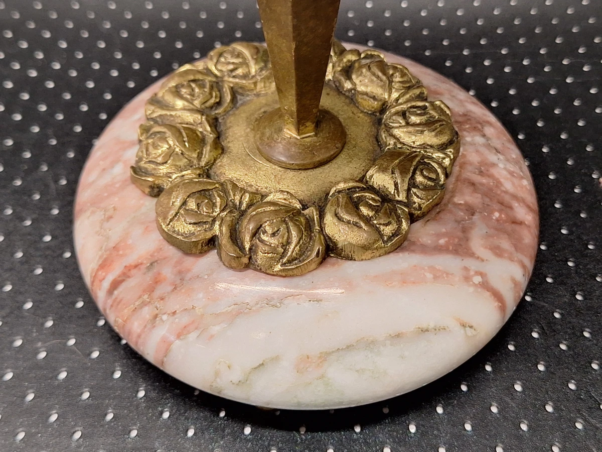 Paar Franse Art-Deco cassolettes in marbre griotte en messing - foto 6