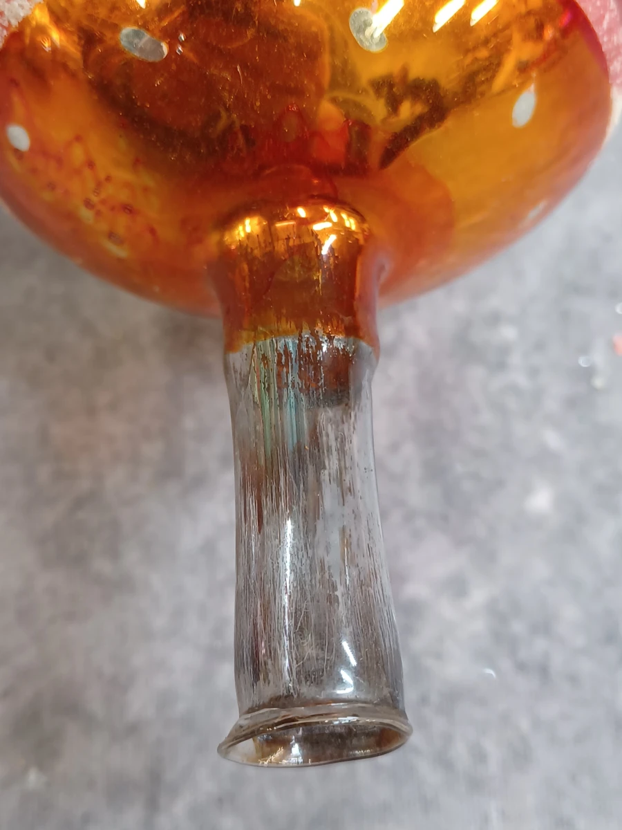 Vintage glazen kerstpiek en bijpassende kerstbal met reflector - foto 6