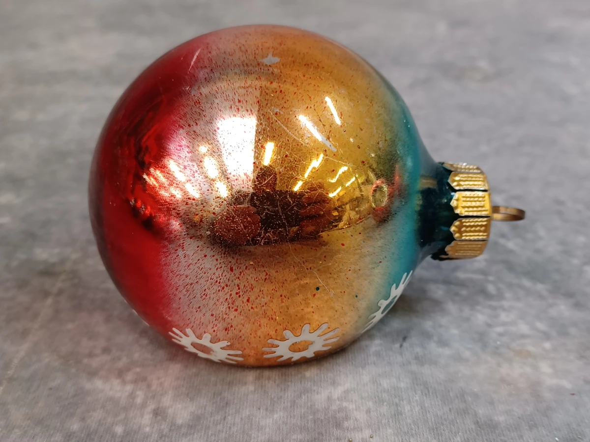 Vintage glazen kerstpiek en bijpassende kerstbal met reflector - foto 4