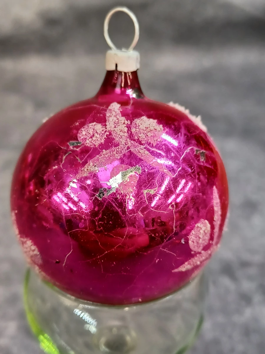 Vintage glazen kerstdecoratie set: piek, kerstballen en kralenslinger - foto 11