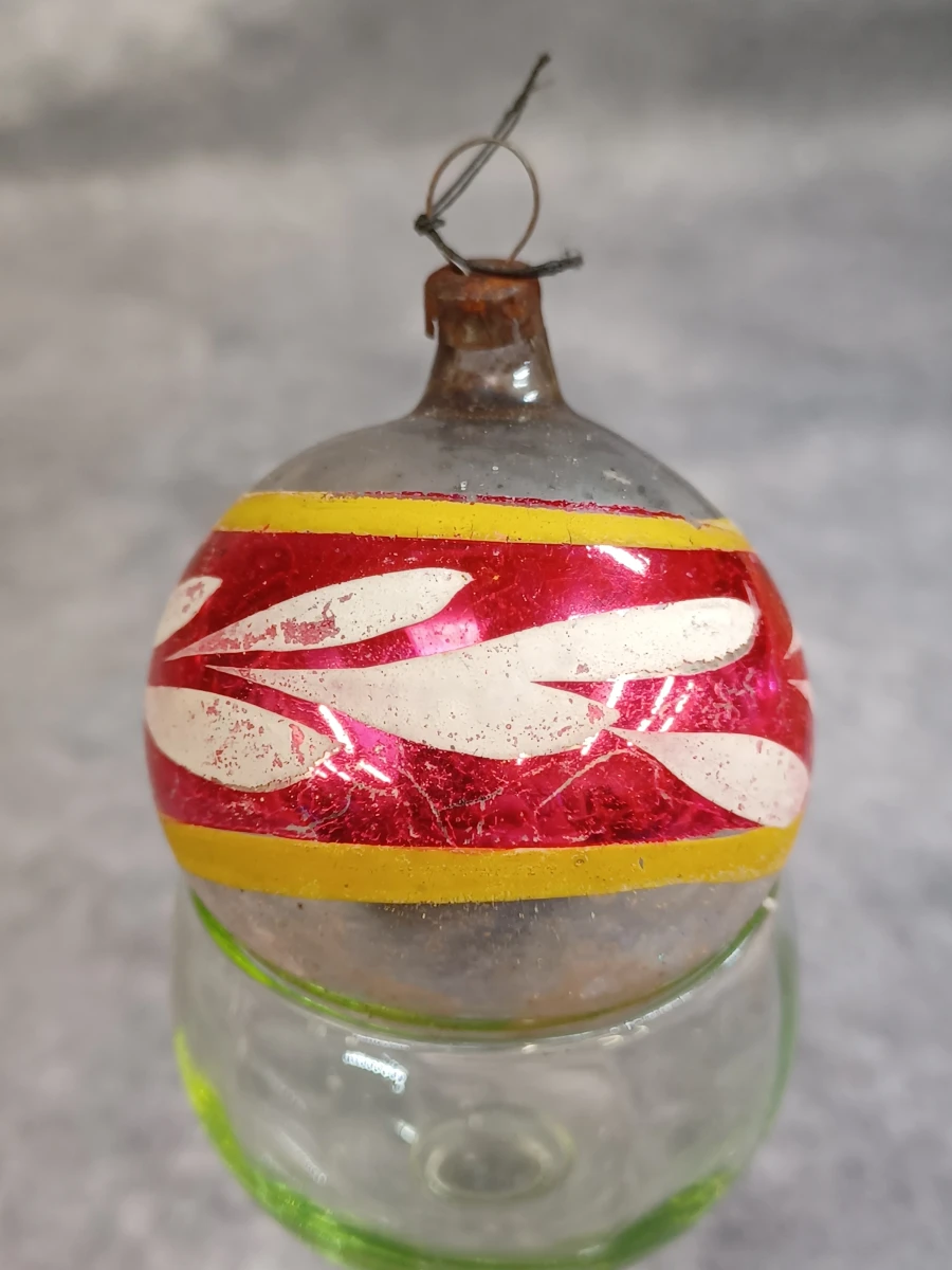 Vintage glazen kerstdecoratie set: piek, kerstballen en kralenslinger - foto 15
