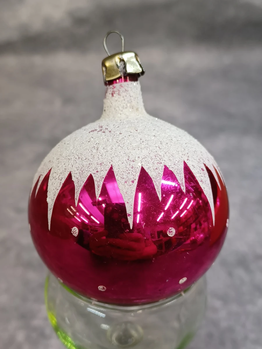 Vintage glazen kerstdecoratie set: piek, kerstballen en kralenslinger - foto 13