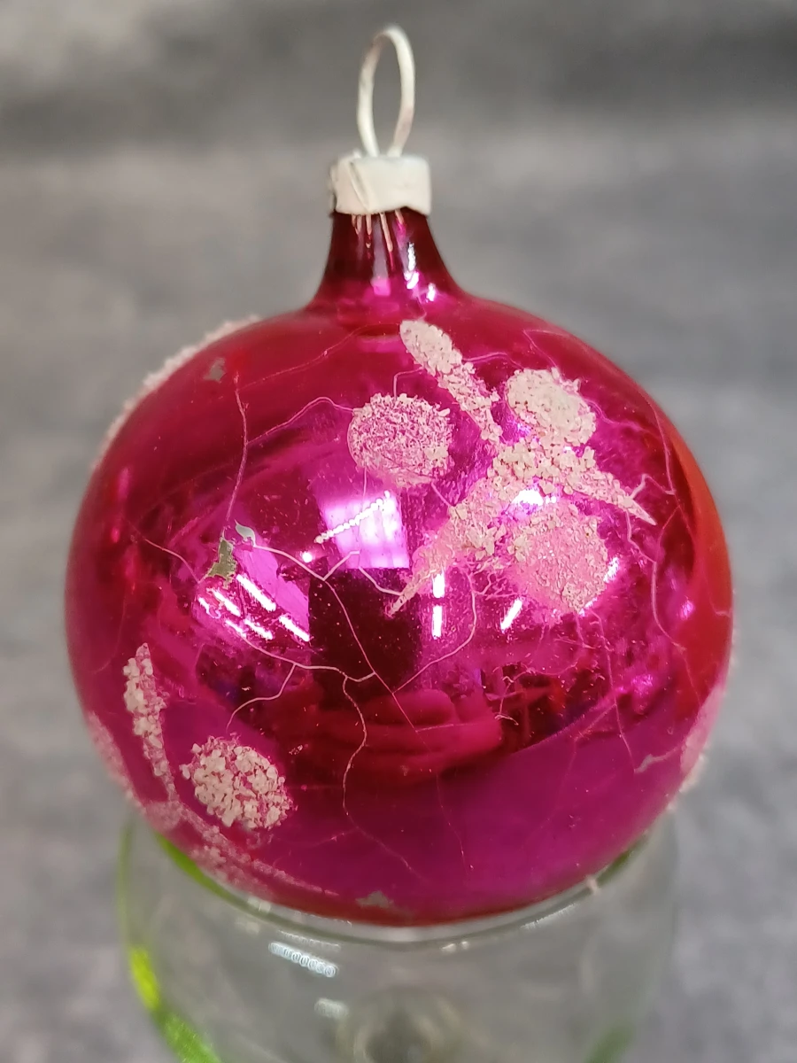 Vintage glazen kerstdecoratie set: piek, kerstballen en kralenslinger - foto 12