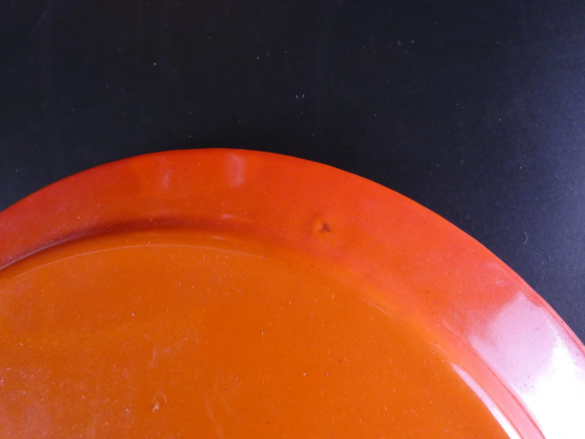 Vintage set van twee oranje geëmailleerde gietijzeren kookpotten, France - foto 8
